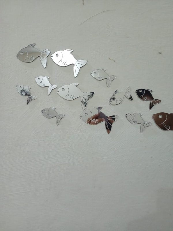 30 Pcs Acrylic Fishes Mirror Wall Art Decor Fishes Mirror Stickers