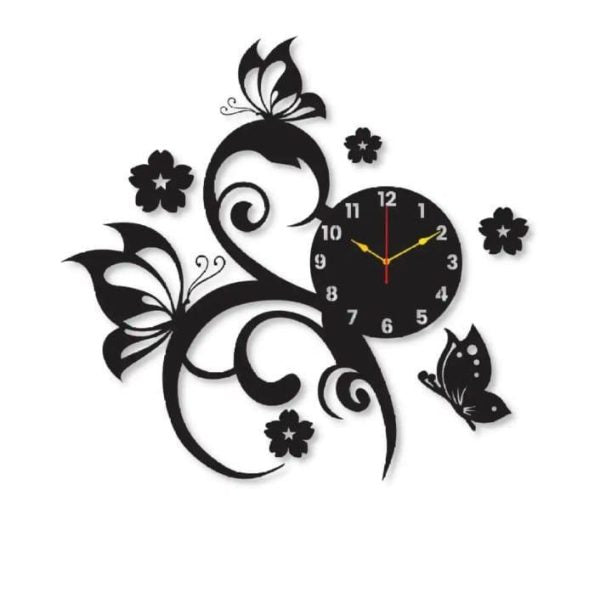 3d Beautiful Butterflies And Flowers | Premium Wall Clock