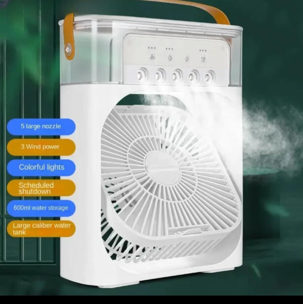 Portable Air Conditioner Freezing Fan,Large Size Usb Electric Fan With Led Night Light, Fine Mist Water, And Humidifier Function | Led Night Light Water Mist (random Color)
