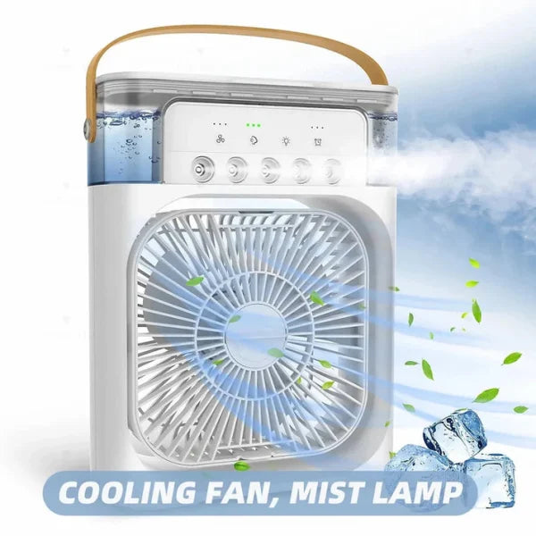 Portable Air Conditioner Freezing Fan,Large Size Usb Electric Fan With Led Night Light, Fine Mist Water, And Humidifier Function | Led Night Light Water Mist (random Color)