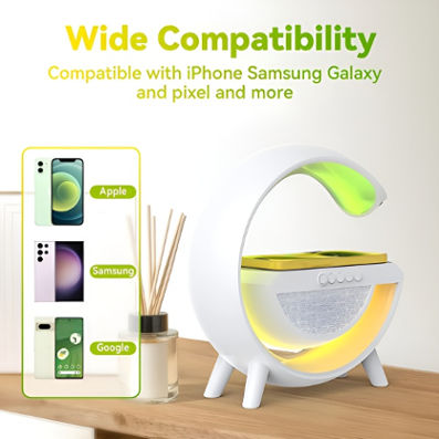 G Shaped Rgb Light Table Lamp With Wireless Charger