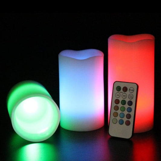 Magic Colour Changing Wax Candles With Remote 3 Pcs In 1 Box