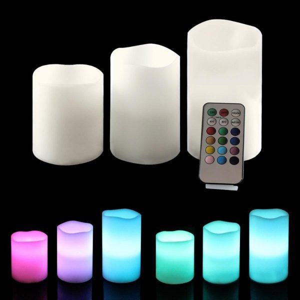 Magic Colour Changing Wax Candles With Remote 3 Pcs In 1 Box