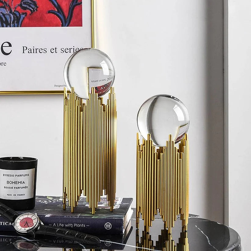Metal Golden Crystal Decoration Pieces(PAIR)