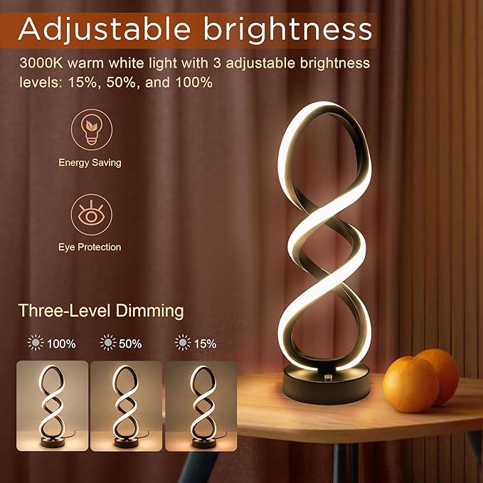 Modern Dimmable LED Table Lamp with USB Powered Push Button Control
