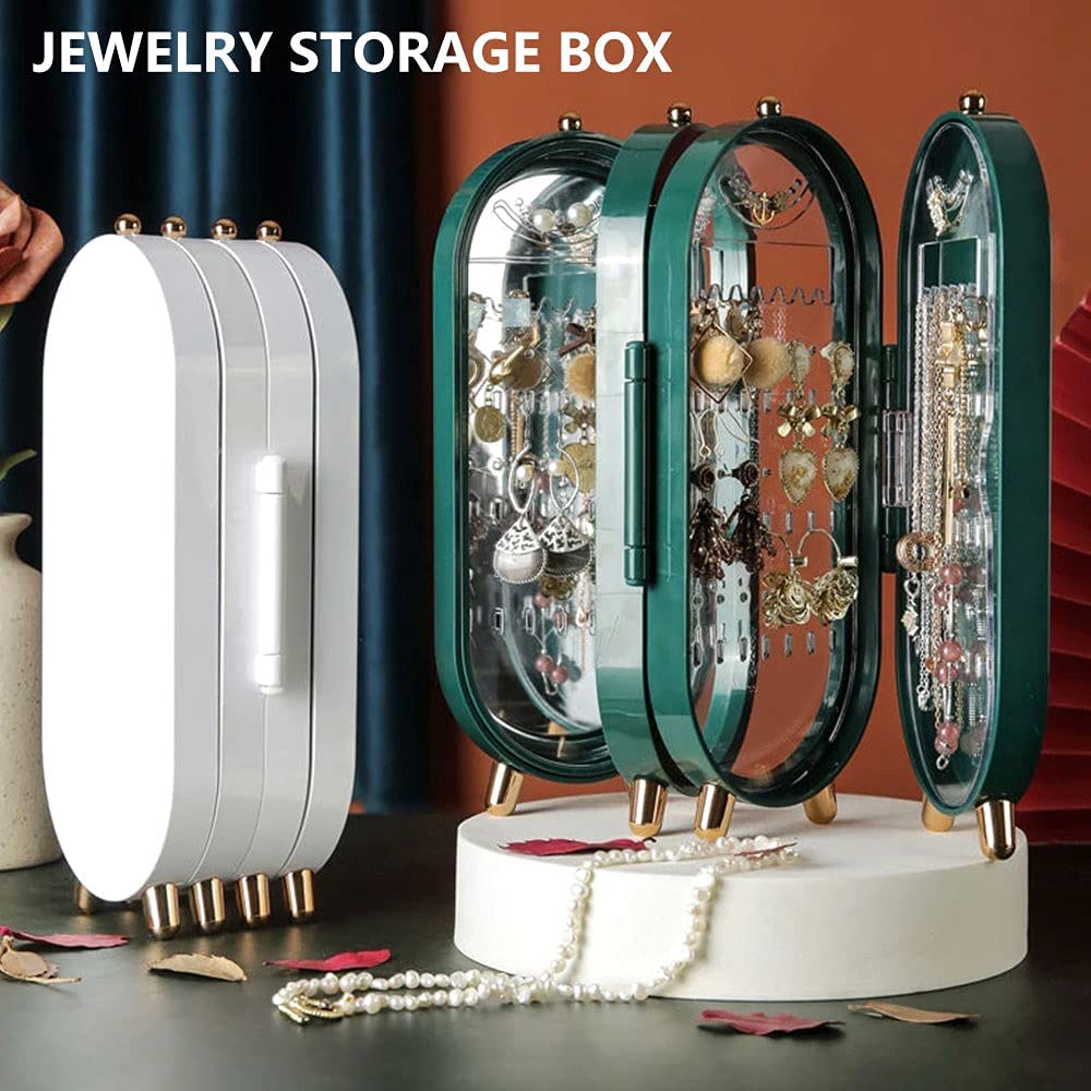 4 Doors Foldable Jewelry Organizer With Mirror