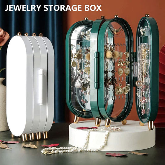 4 Doors Foldable Jewelry Organizer With Mirror