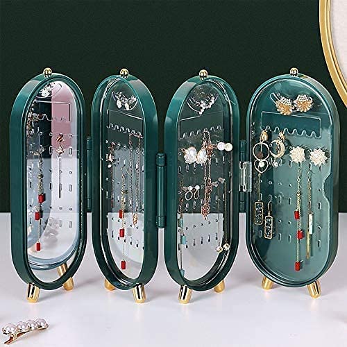 4 Doors Foldable Jewelry Organizer With Mirror