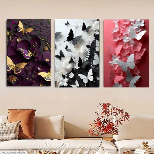 Set of 3 Butterfly Art