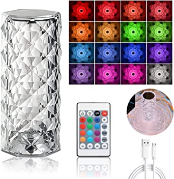 Rose Crystal Diamond Touch Lamp – 16 Colors Swap With Remote Control