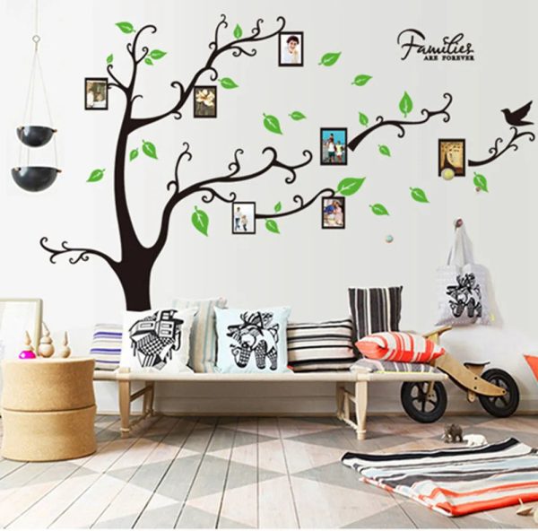 Large 3d Diy Photo Tree Wall Decals, Black Pvc Adhesive Family Stickers For Home Decor And Mural Art