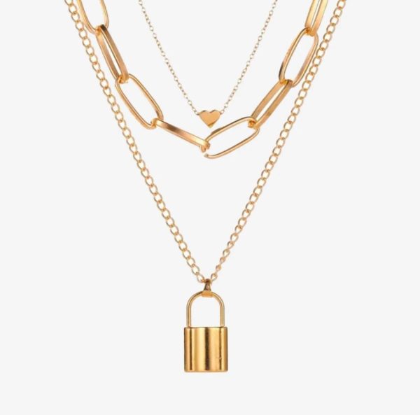 Stylish Necklaces Multi Layer Lover Lock Necklace For Girls, Women