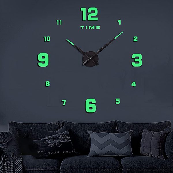 Wooden Numbers Wall Clocks Round Dial Only Glow In The Dark Clock Wall