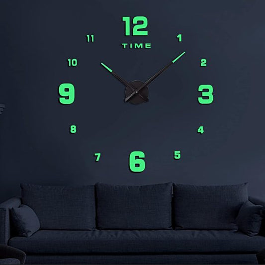 Wooden Numbers Wall Clocks Round Dial Only Glow In The Dark Clock Wall