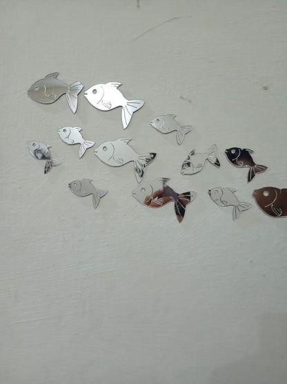 30 Pcs Acrylic Fishes Mirror Wall Art Decor Fishes Mirror Stickers