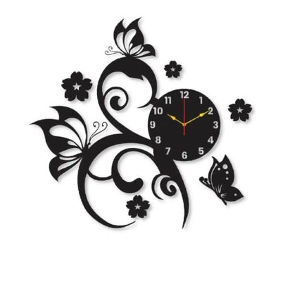 3d Beautiful Butterflies And Flowers | Premium Wall Clock