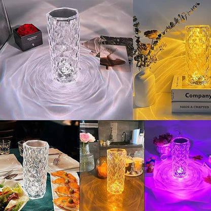 Rose Crystal Diamond Touch Lamp – 16 Colors Swap With Remote Control