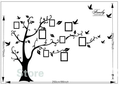 Large 3d Diy Photo Tree Wall Decals, Black Pvc Adhesive Family Stickers For Home Decor And Mural Art
