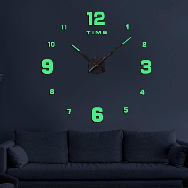 Wooden Numbers Wall Clocks Round Dial Only Glow In The Dark Clock Wall
